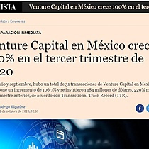 Venture Capital en Mxico crece 100% en el tercer trimestre de 2020